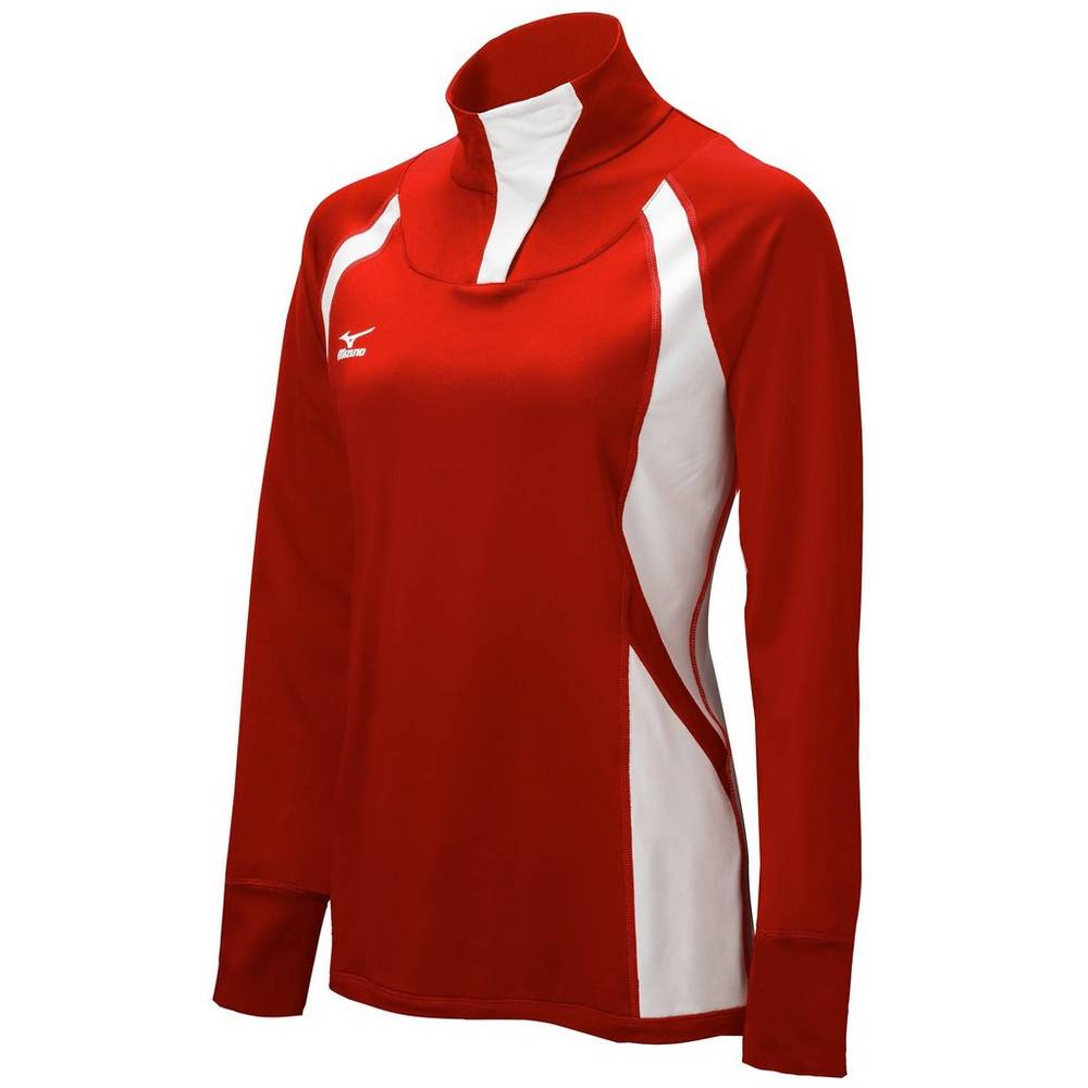 Womens Mizuno Nine Collection: Drive Half-Zip Jacket Red/White Philippines (TUSYDX248)